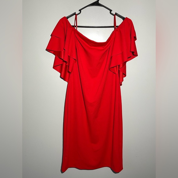 Ralph Lauren Vibrant Red Ruffle Mini Dress - Picture 1 of 13